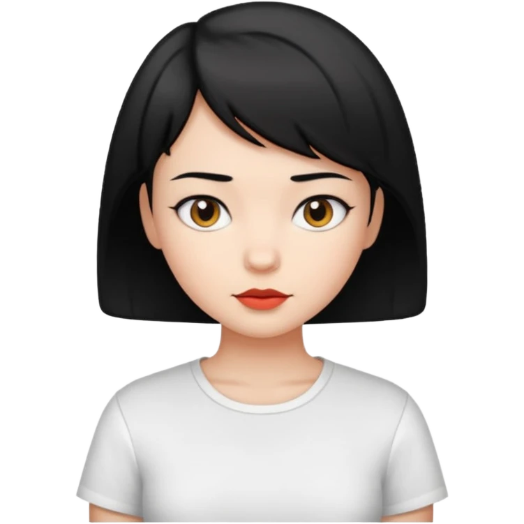 Black short hair girl with white shirt  emoji