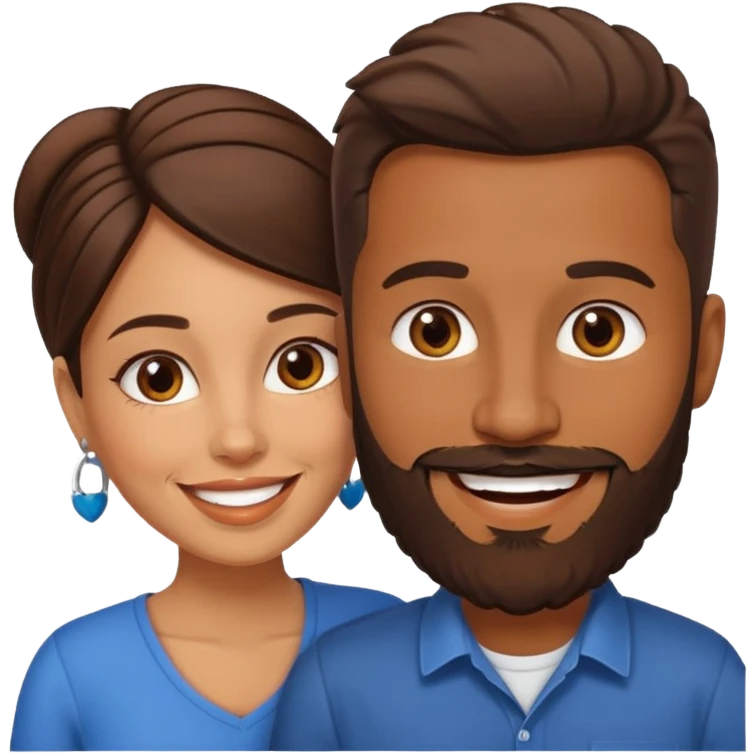 Naked Latina woman with white man with brown beard emoji