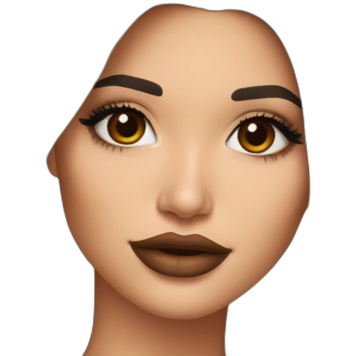 kylie-jenner-long-brown-hair-lipstick emoji