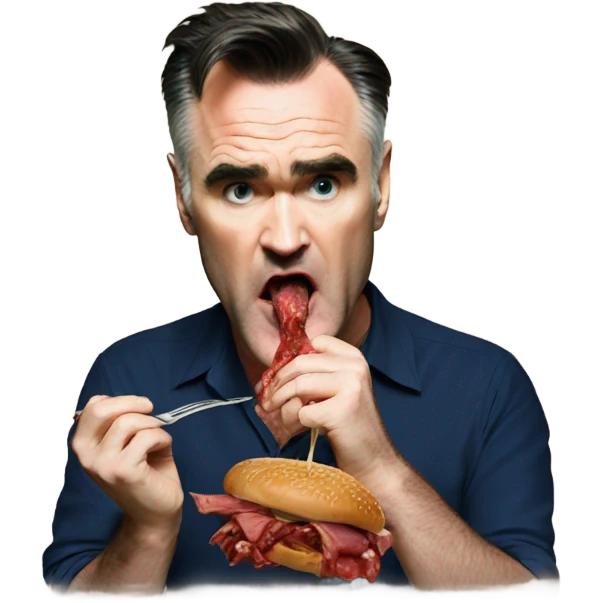 Morrissey eating meat emoji