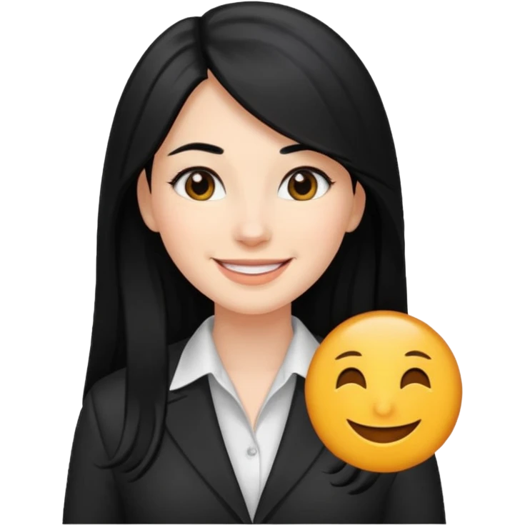 Business woman, black haired, long hair emoji