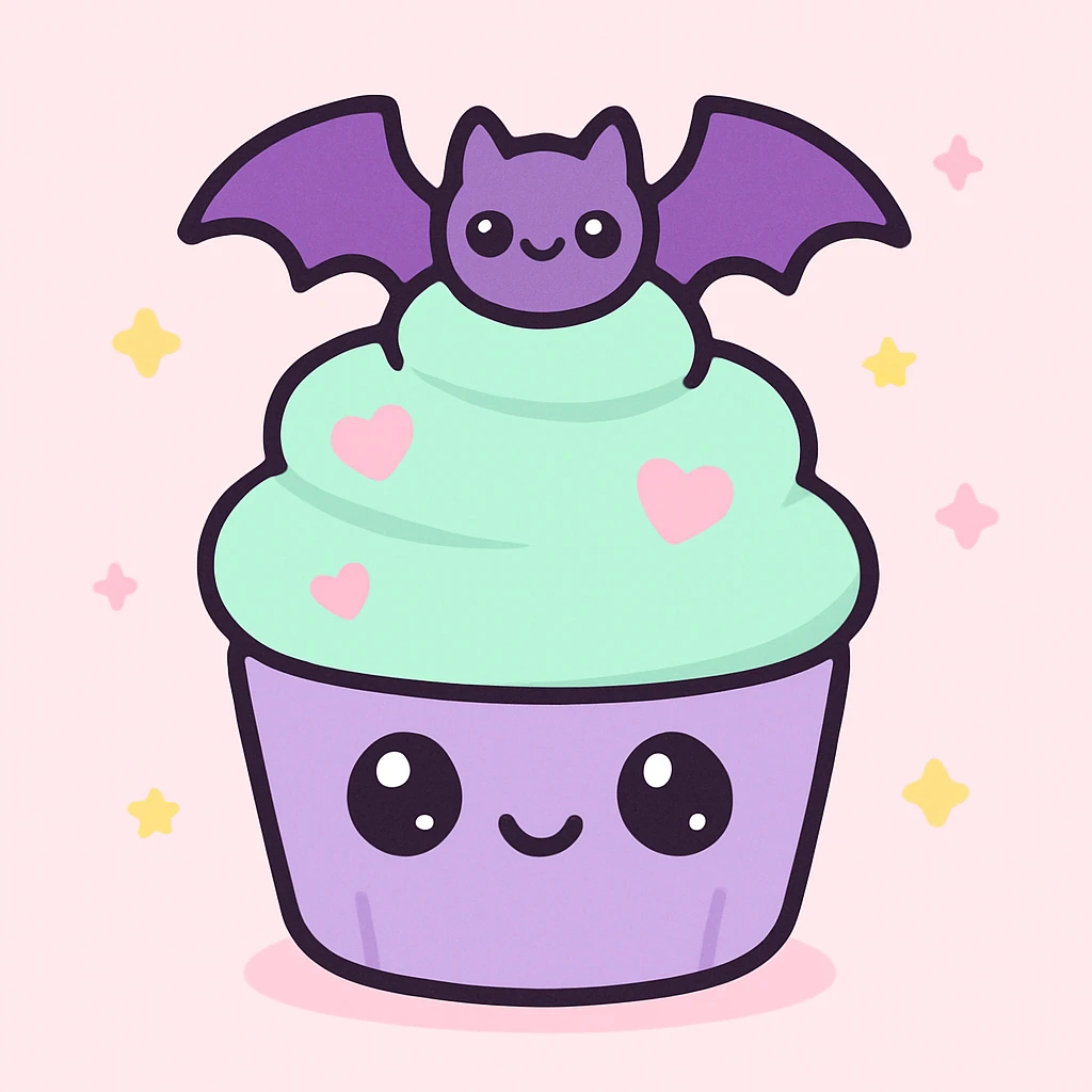 gothic cupcake, kawaii style emoji