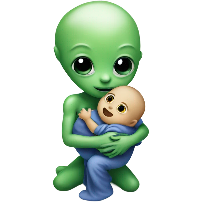 alien holding a baby emoji