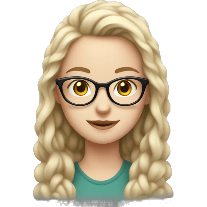white girl with glasses likes drawing emoji