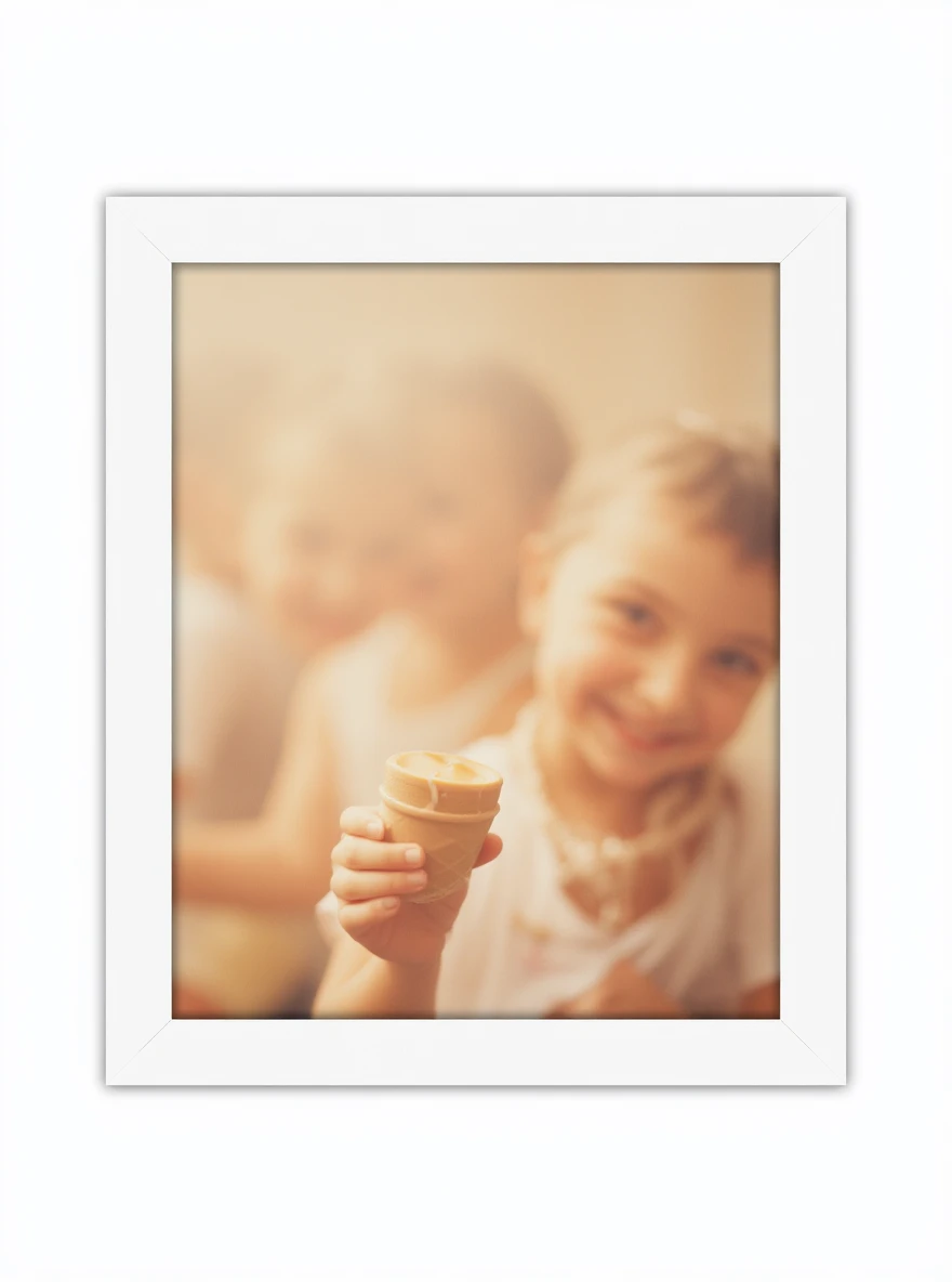 happy children with melting ice cream cones emoji