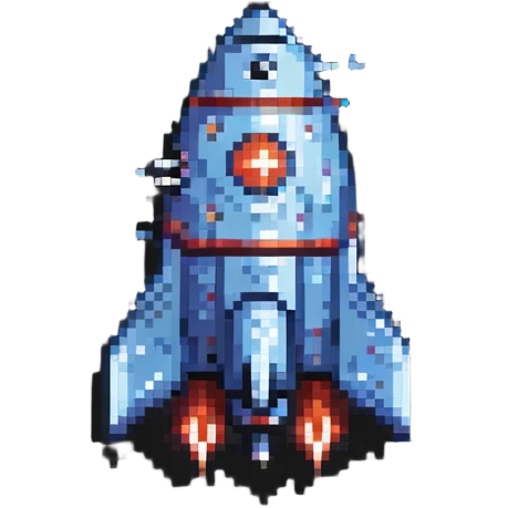 Pixel rocket ship with fins emoji