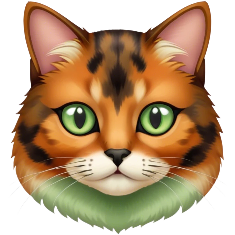 Tortoiseshell color cat with sage green eyes emoji