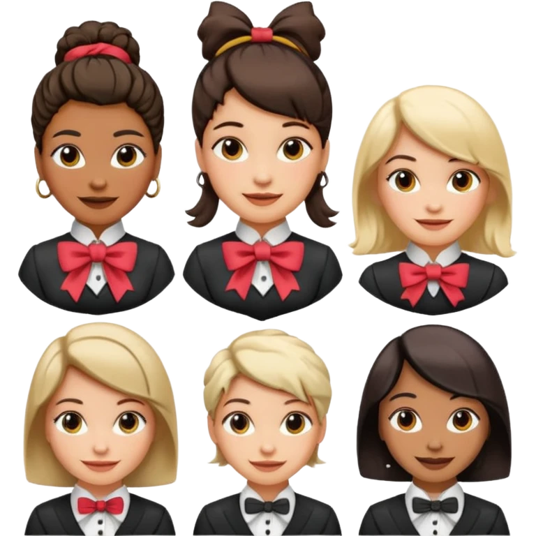women with neckBow, different hair style . emoji