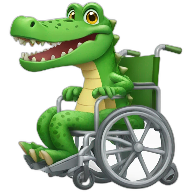 crocodile sitting on a wheelchair emoji