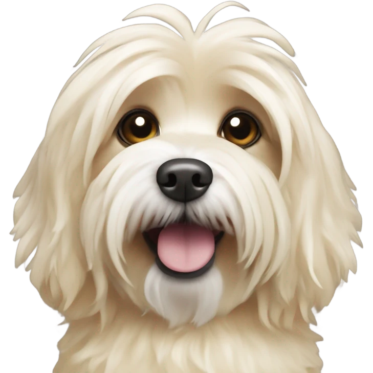 Cream colored Havanese in a fish costume  emoji
