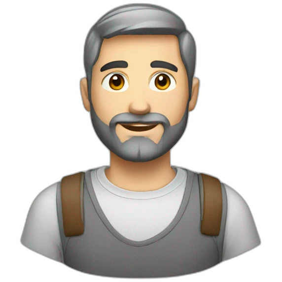 man 40 short beard gray emoji