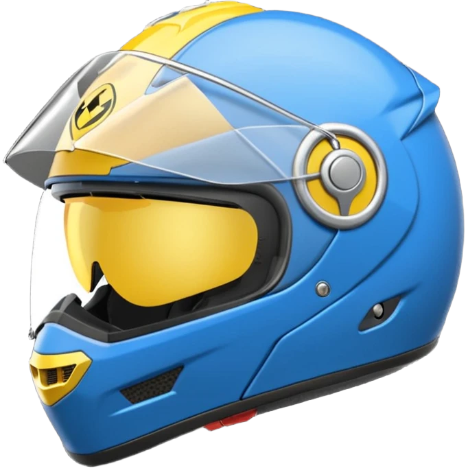 emoji capacete de moto azul (#1440FF) e com detalhes amarelo (#FFA814) emoji