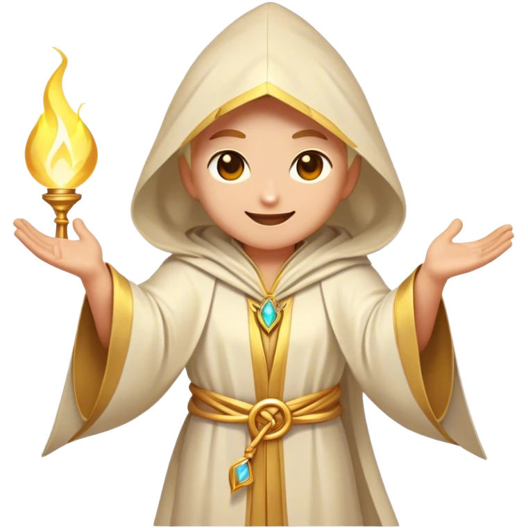 Clash of Clans aesthetic Cheerful Mage Portrait Emoji, With a bright, joyful expression and an aura of radiant magic, showcasing a stylish, robed figure with flowing garments and sparkling eyes in natural skin tone that convey boundless curiosity, Simplified yet expressive features, highly detailed, glowing with a soft, luminous mystical light, high shine, upbeat and wise, stylized with an air of fantastical wizardry, soft glowing outline, capturing the essence of a cheerful mage ready to cast spells of wonder on legendary quests! emoji
