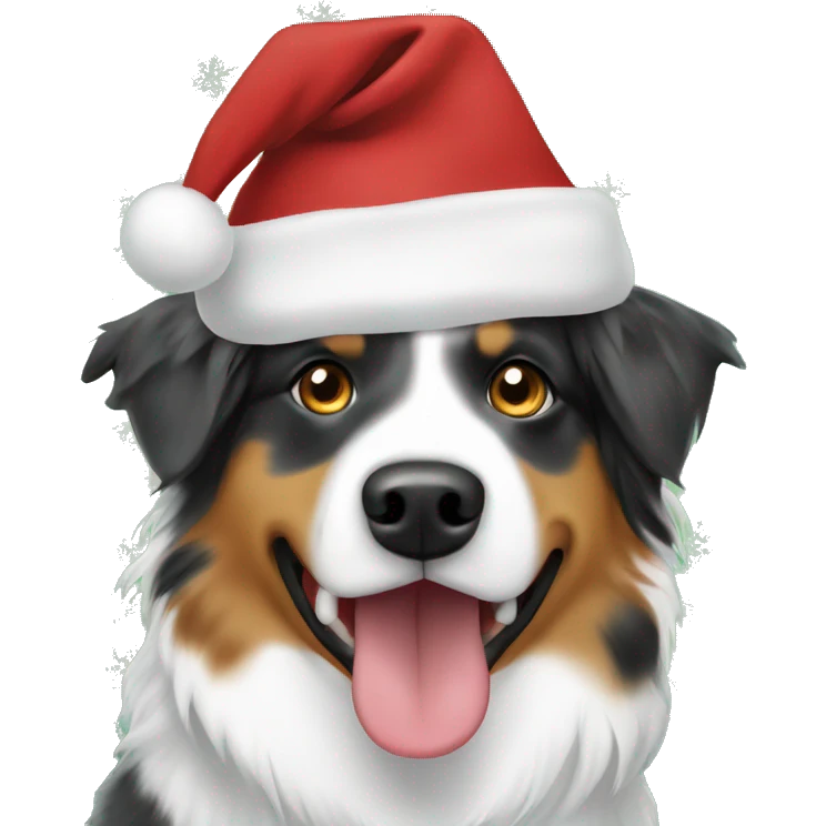 australian shepherd dog christmas hat emoji