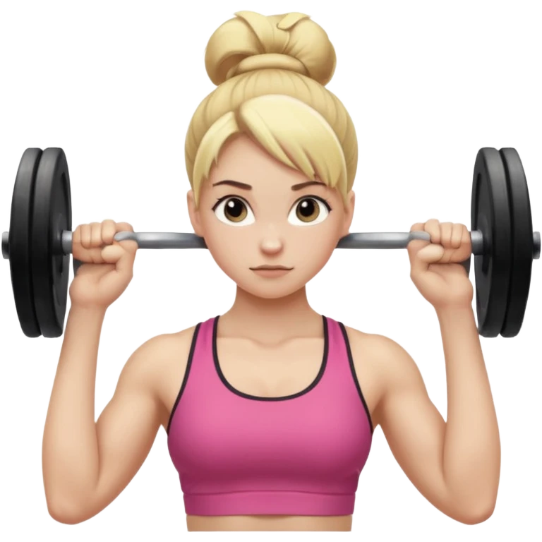 pale gym girl with blonde hair in a bun lifting weights emoji