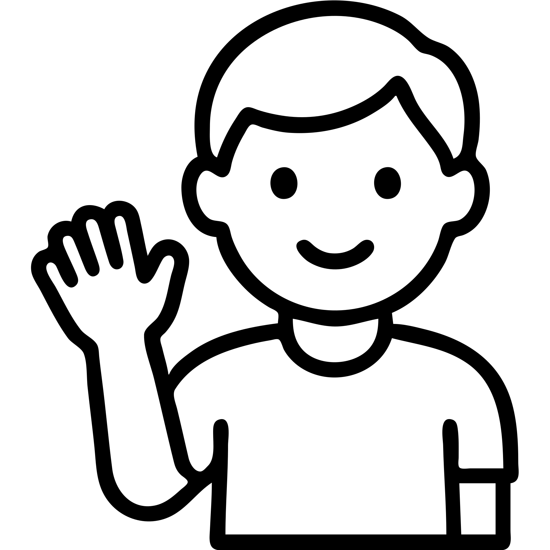 a boy saying hi, outlined icon style emoji