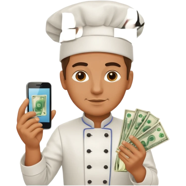 chef holding money and phone emoji
