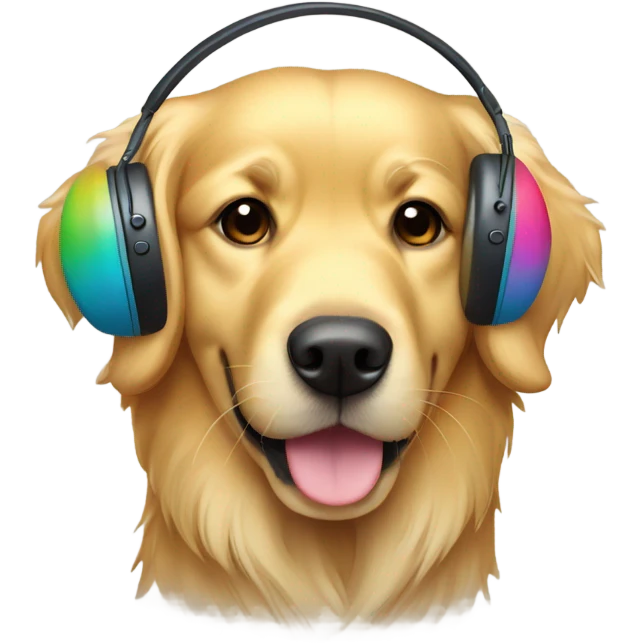 Golden retriever with earmuffs emoji