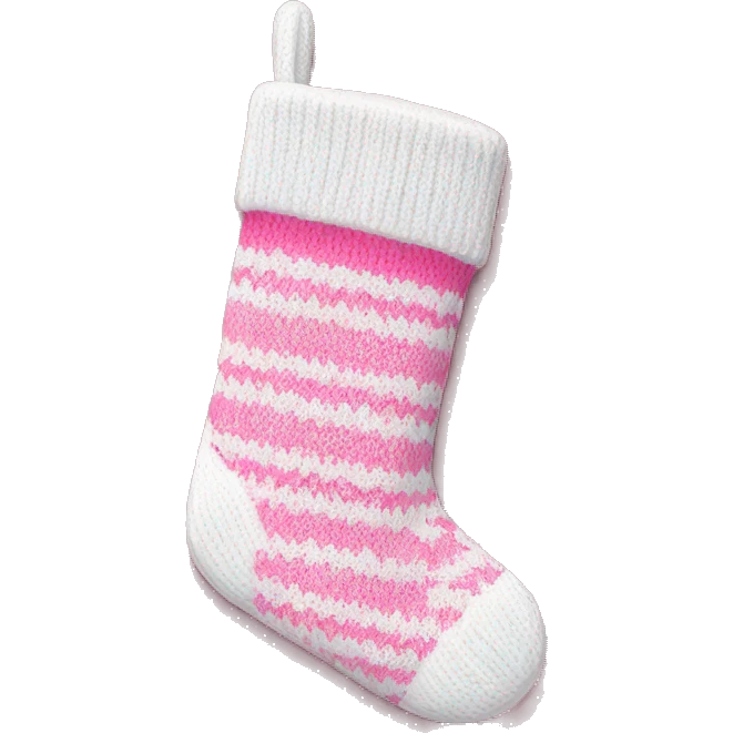 white and pink knit christmas stocking emoji