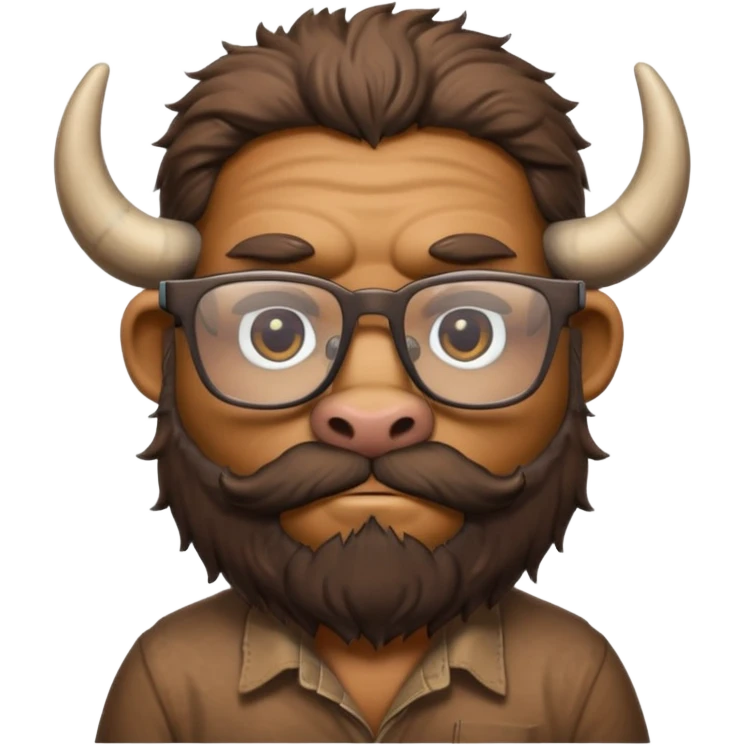 bearded buffalo with shirt and glasses emoji
