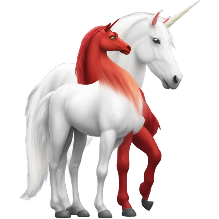 four-legged red unicorn white. a red amazon alien woman emoji