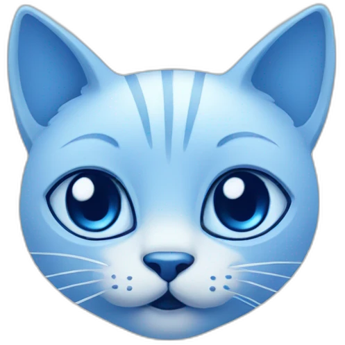 Blue simplistic sketch of a cute cat face emoji