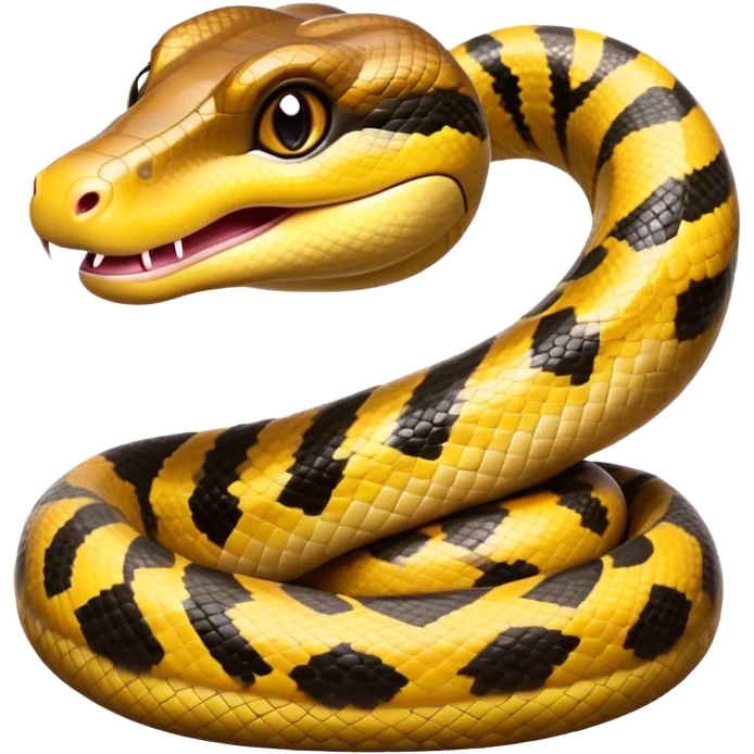 cinematic-cute-anaconda-portrait-emoji,-head-tilted-playfully-and-inquisitively,-with-a-sleek,-shimmering-body-adorned-with-detailed-scale-sriped patterns-and-round,-sparkling-eyes-full-of-wonder,-simplified-yet-irresistibly-adorable-features emoji