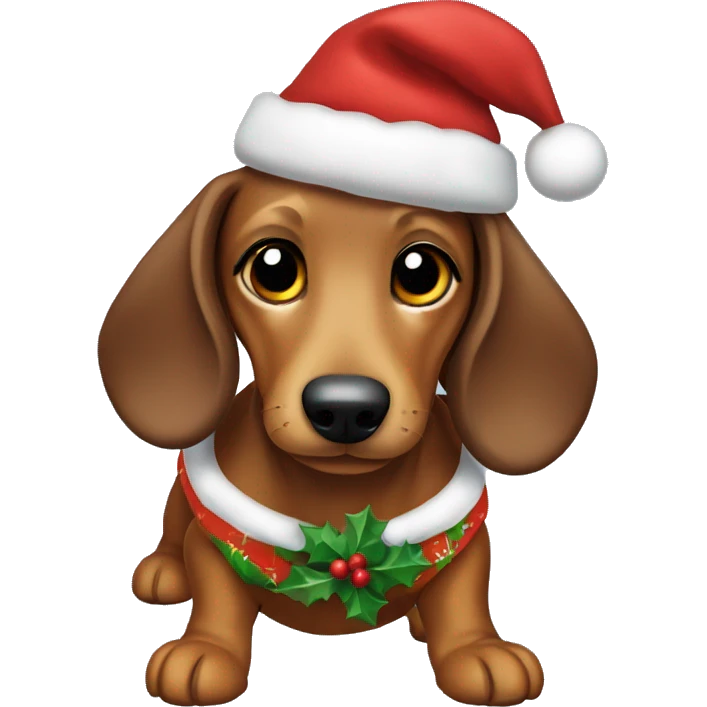 Dauschund with a Christmas outfit emoji