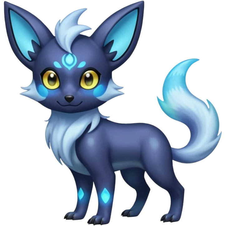 Pastel Shiny Iridescent Bioluminescent Transparent Absol-Zorua-Umbreon-fusion (full body) emoji