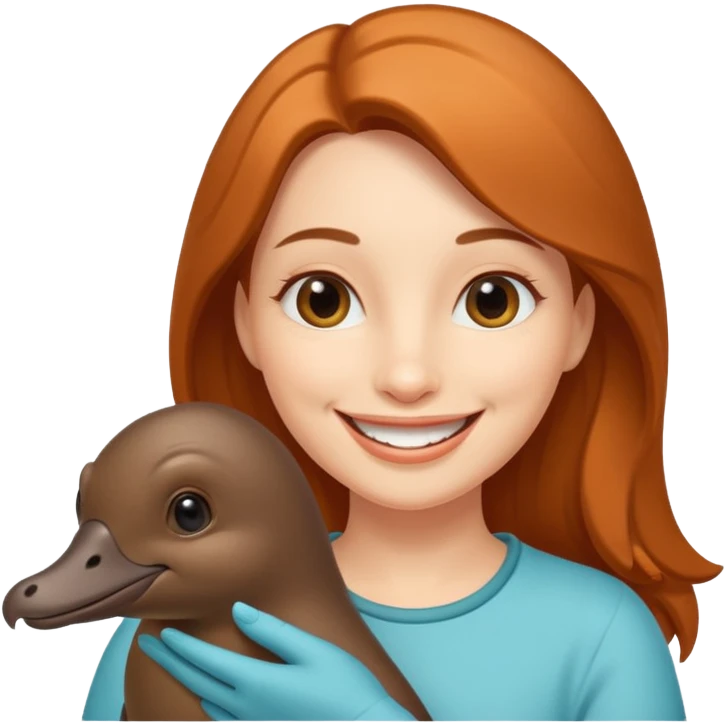 woman playing with platypus emoji