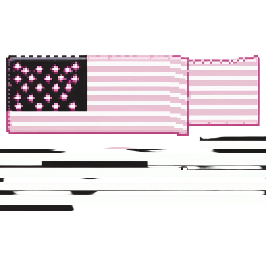 American flag with pink replacing the red, white stars on light pink background emoji