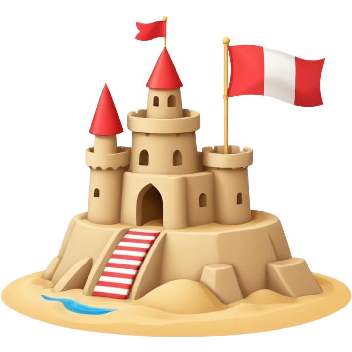 chibi style Sandcastle with Flag, no face, cute, sticker emoji