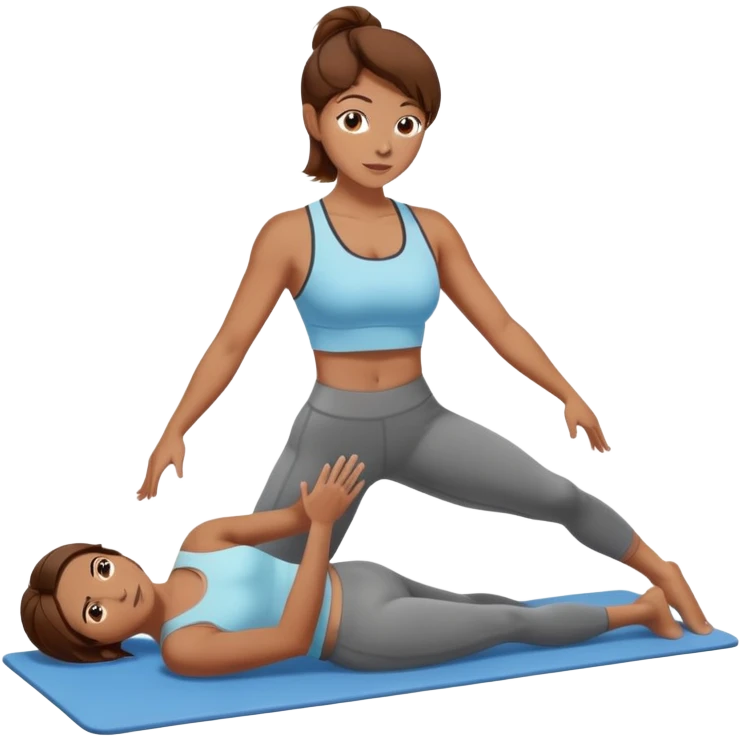 a  woman with brown hair doing pilates emoji