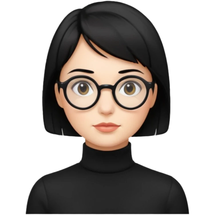 round glasses 검정 목폴라 단발 emoji