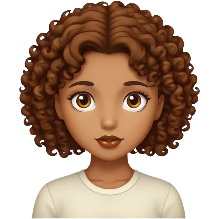 girl with caramel colored skin and curly dark brown hair  emoji