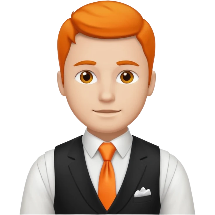 groom in white vest, orange tie emoji
