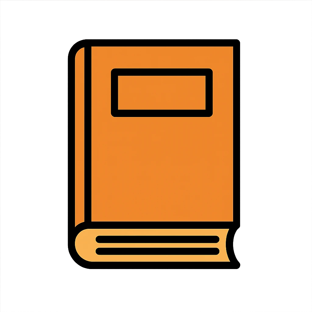 front facing orange book, bold orange color, clean lines emoji