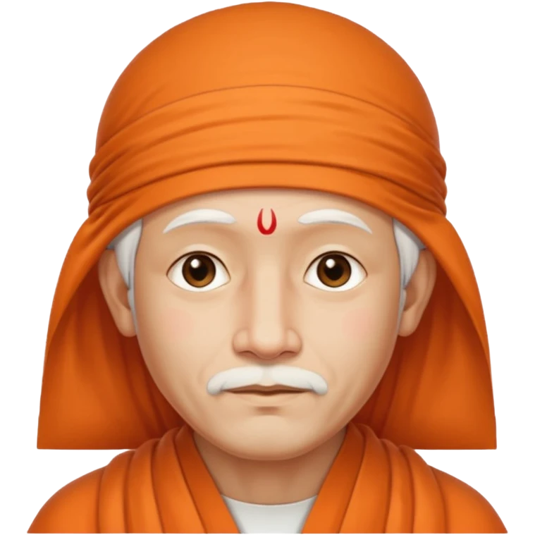 Sai Baba's serene face appearing as a gentle aura around a man's head emoji