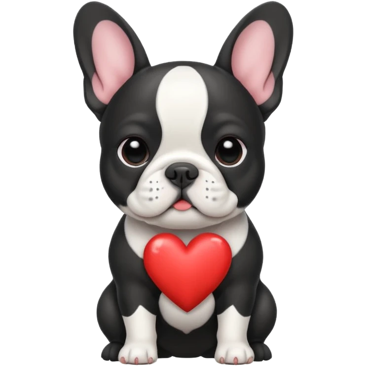 French bulldog with heart  emoji