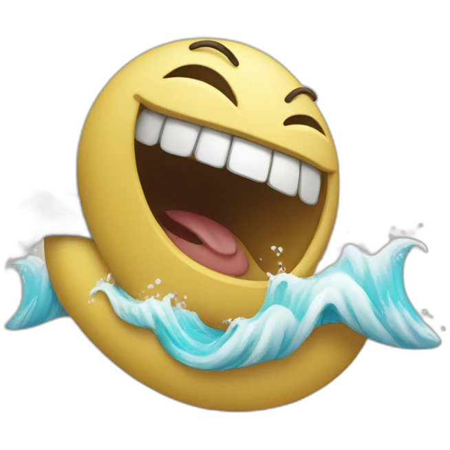 A laughing wave emoji
