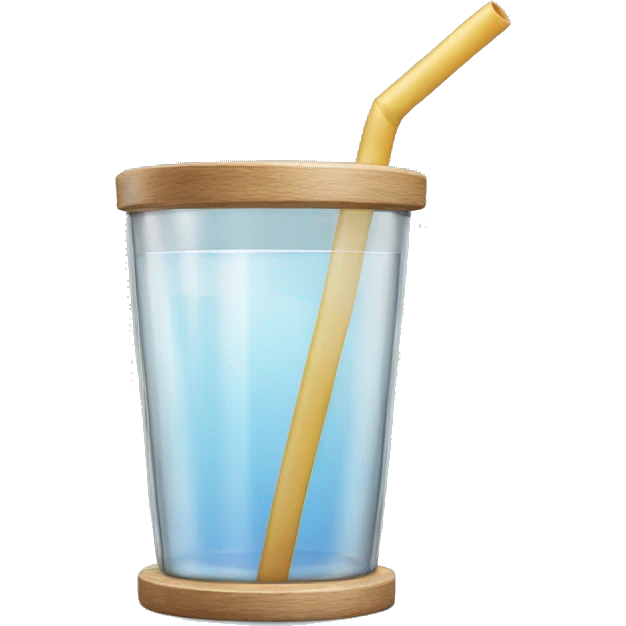 glass with wood lid and straw emoji