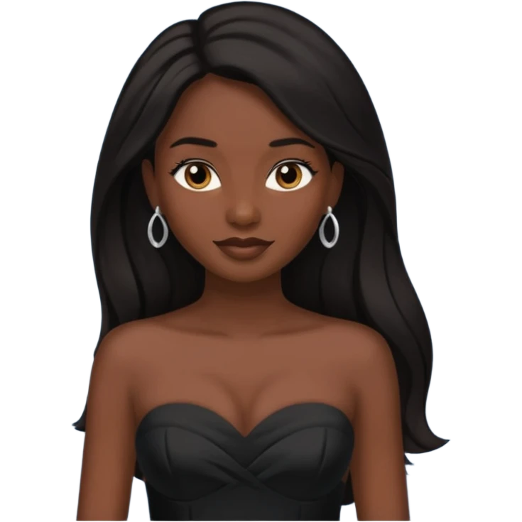WOMAN WEARING STRAPLESS BLACK DRESS WITH DARK HAIR emoji