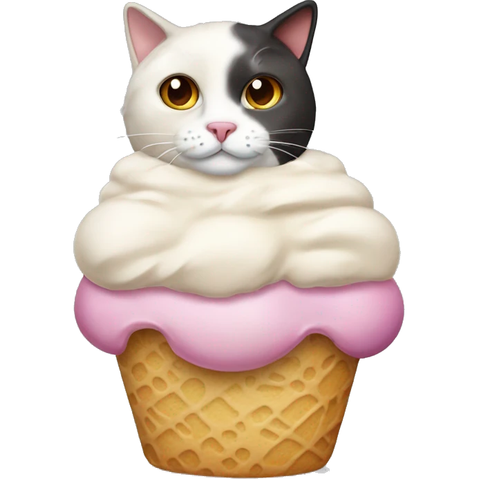 Icecream with fat calico cat emoji