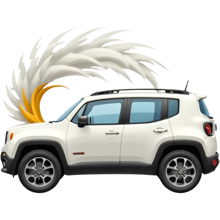 White jeep renegade from the side with a gust of wind behind it emoji