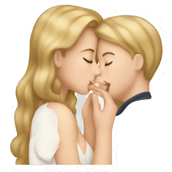 White girl kissing note emoji