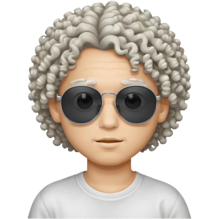chico con pelo rizado, piel blanca y unas gafas de sol y2k emoji