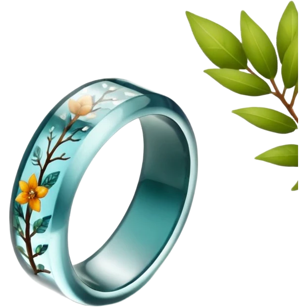 epoxy resin ring with nature motifs crystal emoji