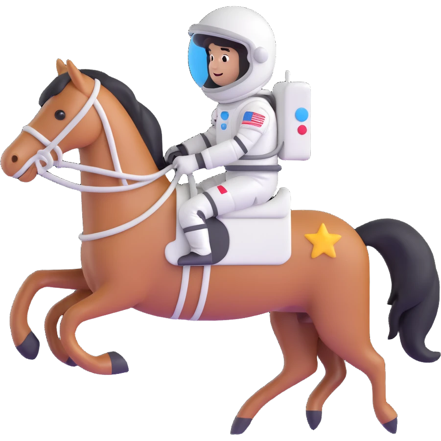 astronaut on horseback with stars in background emoji