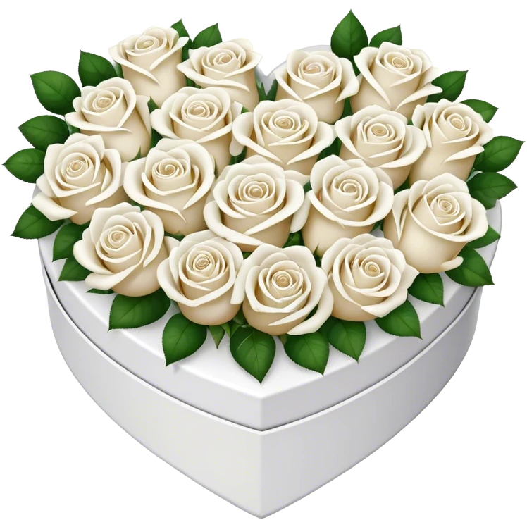 White Roses in a heart-shaped box  emoji