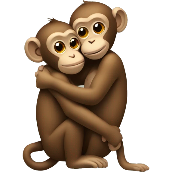 Two monkeys hugging, with a heart emoji
